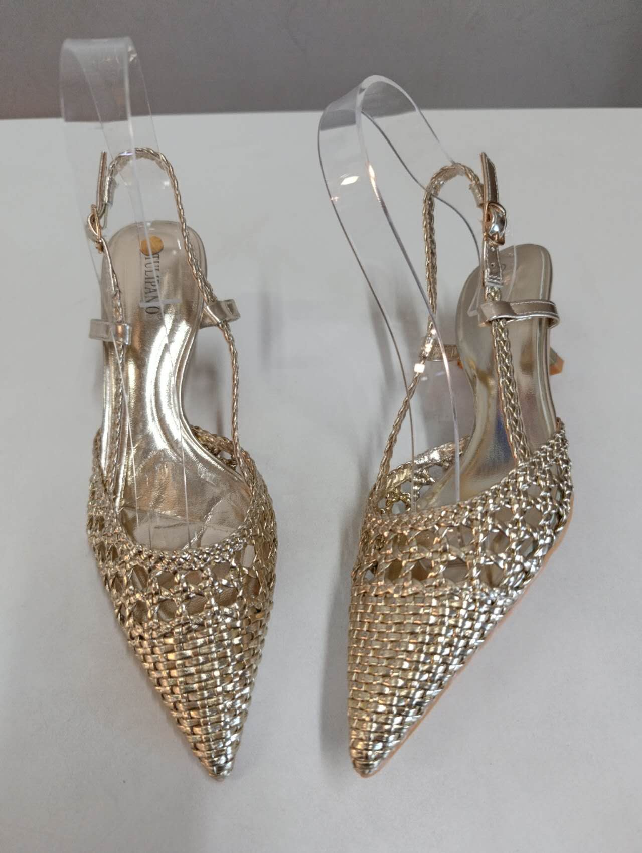 Slingback oro intracciate a punta