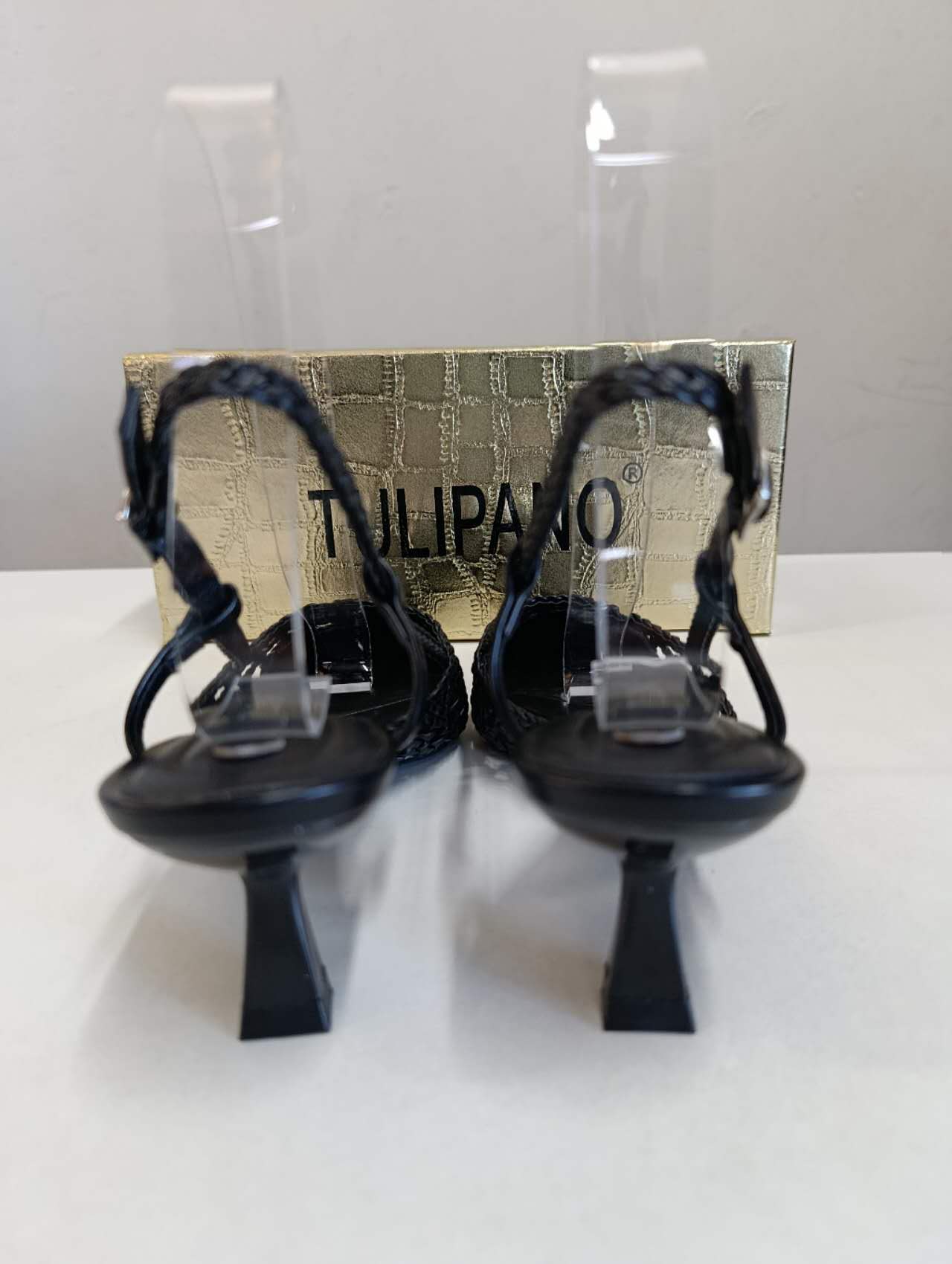 Slingback Donna Nere Intrecciate con Tacco Basso – Scarpe Eleganti Estive a Punta