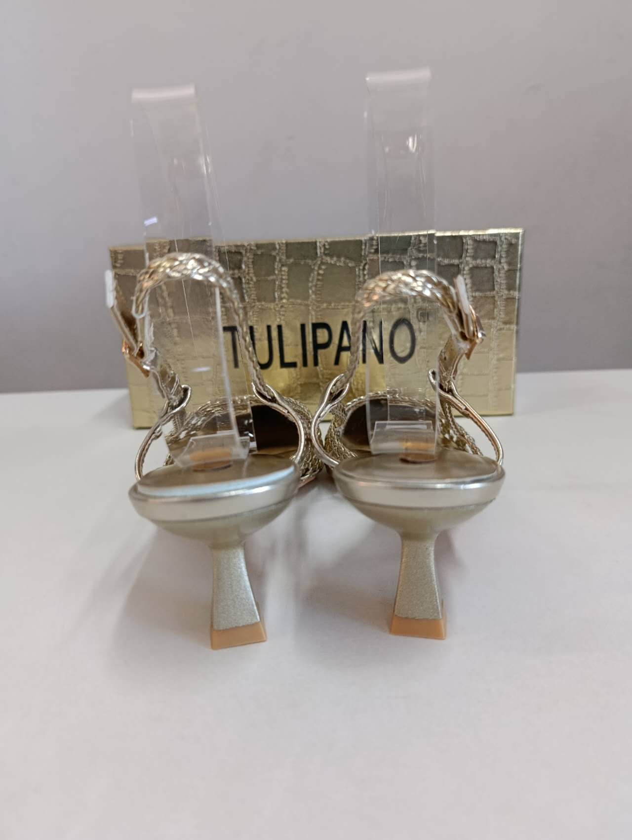 Slingback oro intracciate a punta
