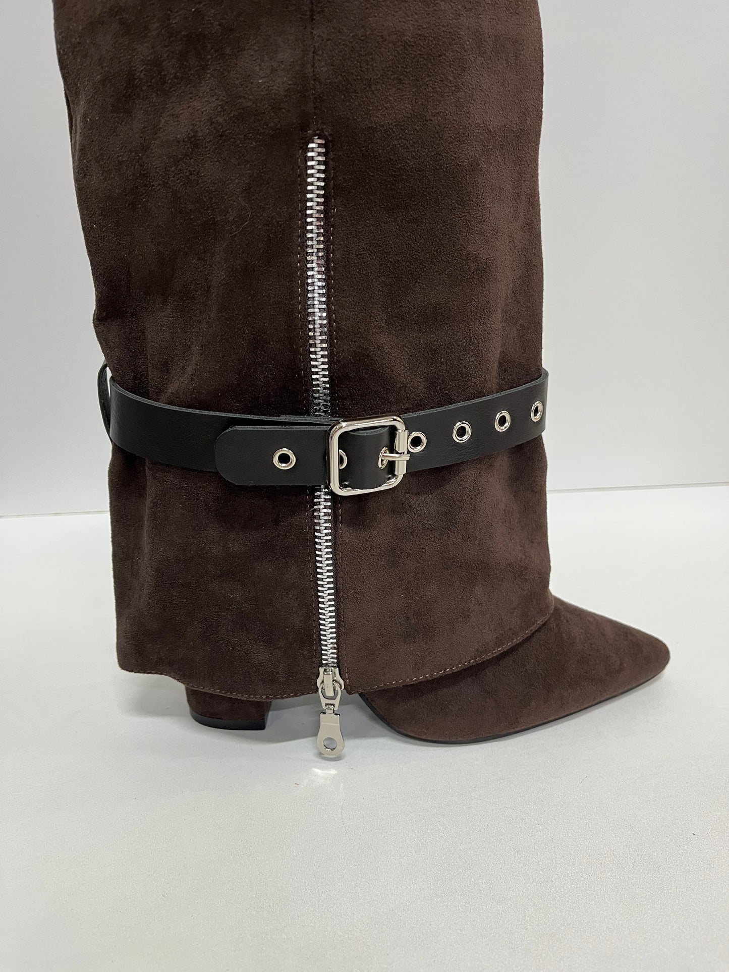 Stivali al Ginocchio in Camoscio Sintetico – Marrone