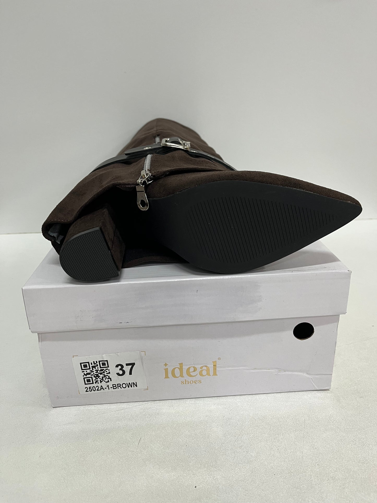 Stivali al Ginocchio in Camoscio Sintetico – Marrone