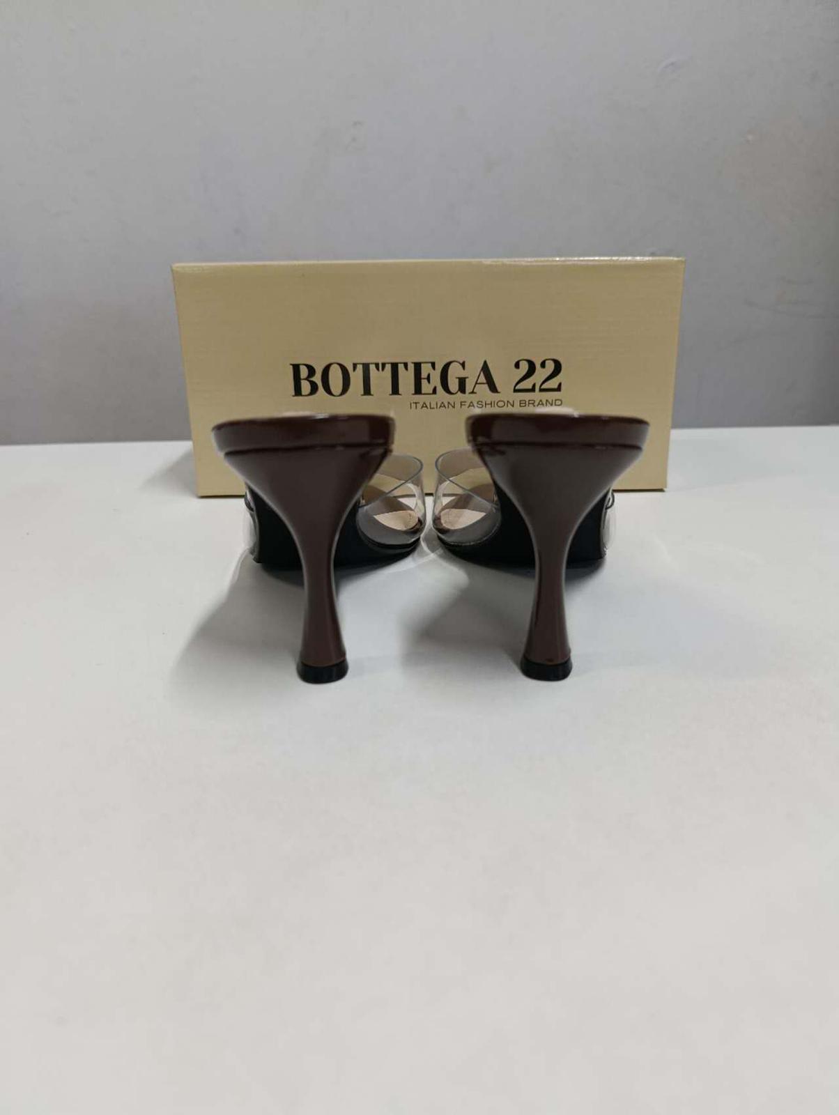 Mules Donna Punta Affilata Marrone Lucido con Inserti Trasparenti - Tacco Alto