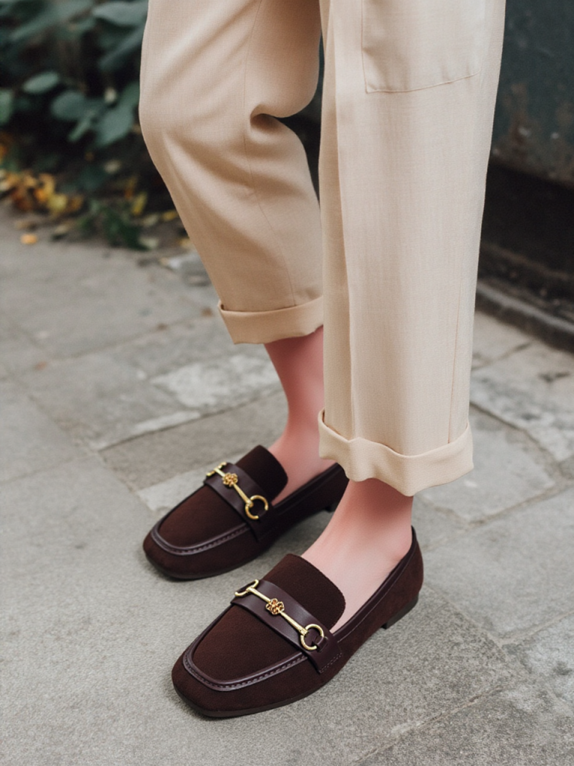 Mocassino donna marrone con dettaglio dorato – comodo ed elegante